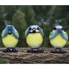 Three Wise Blue Tits